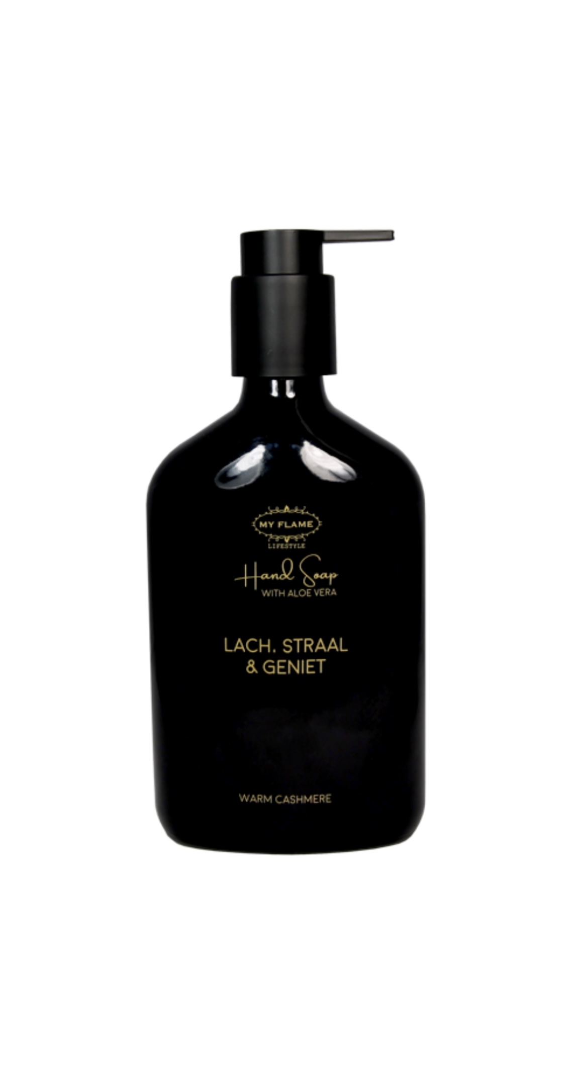 Handzeep Luxe zwart 'Lach, straal en geniet'