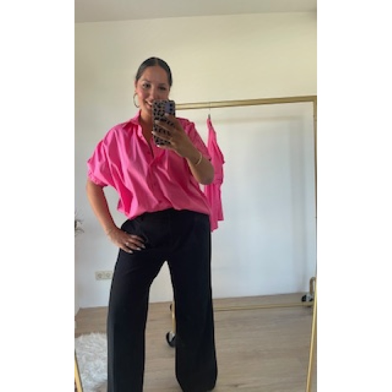 Blouse wijd roze fuchsia
