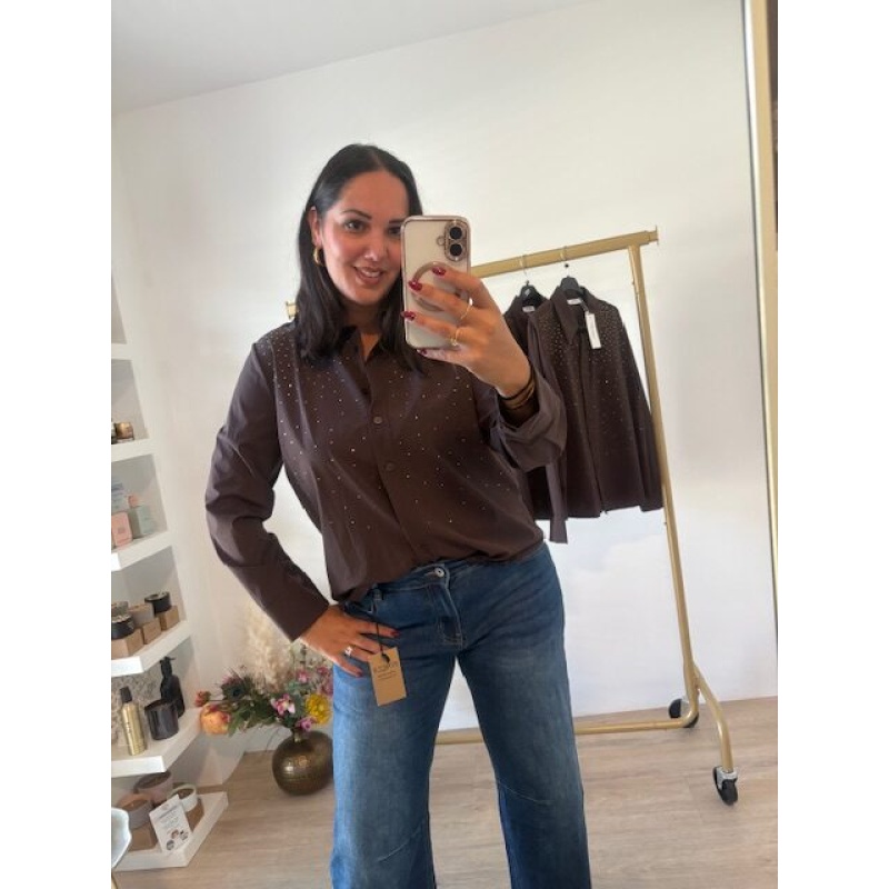 Blouse bruin glitter