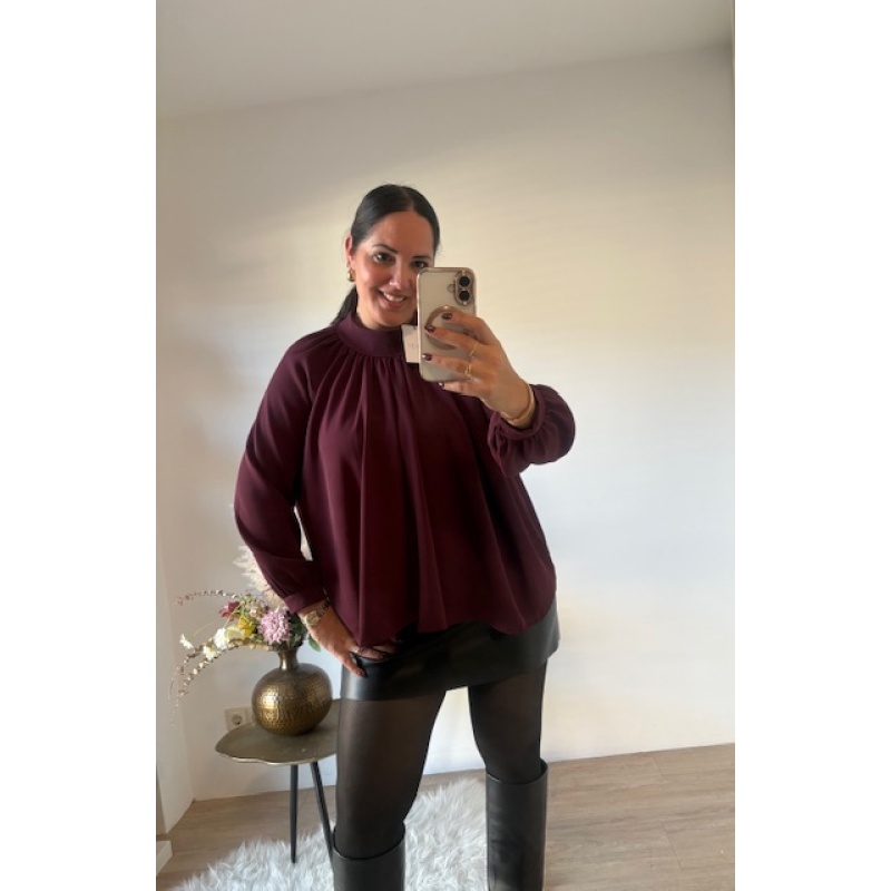 Blouse top bordeaux wijd