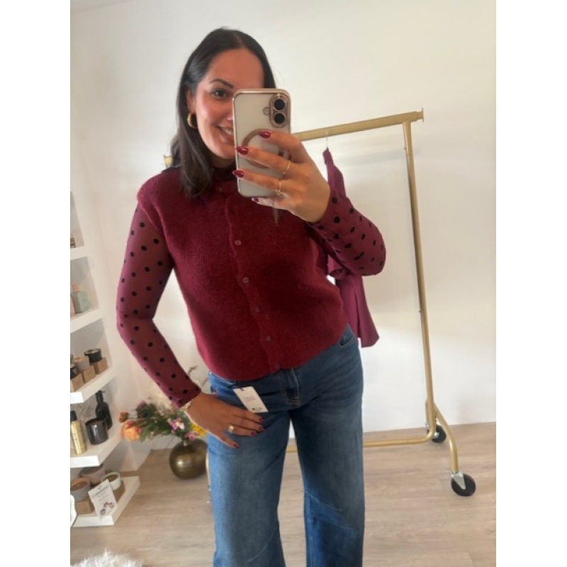 Gilet gebreid bordeaux