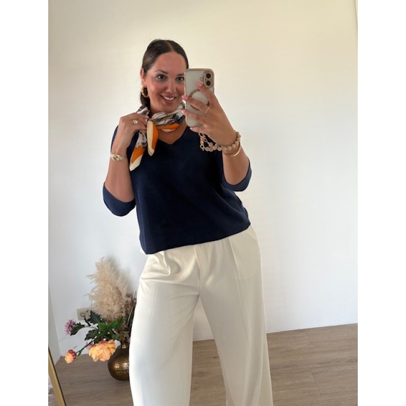 Top V-hals blauw