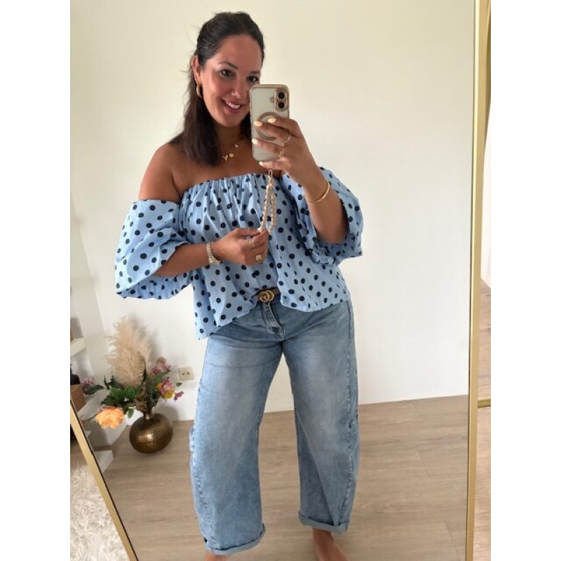 Stippentop blauw