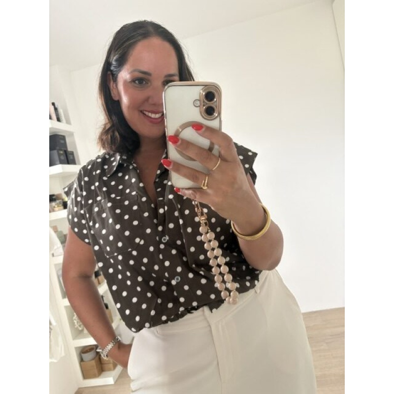 Blouse stippen bruin