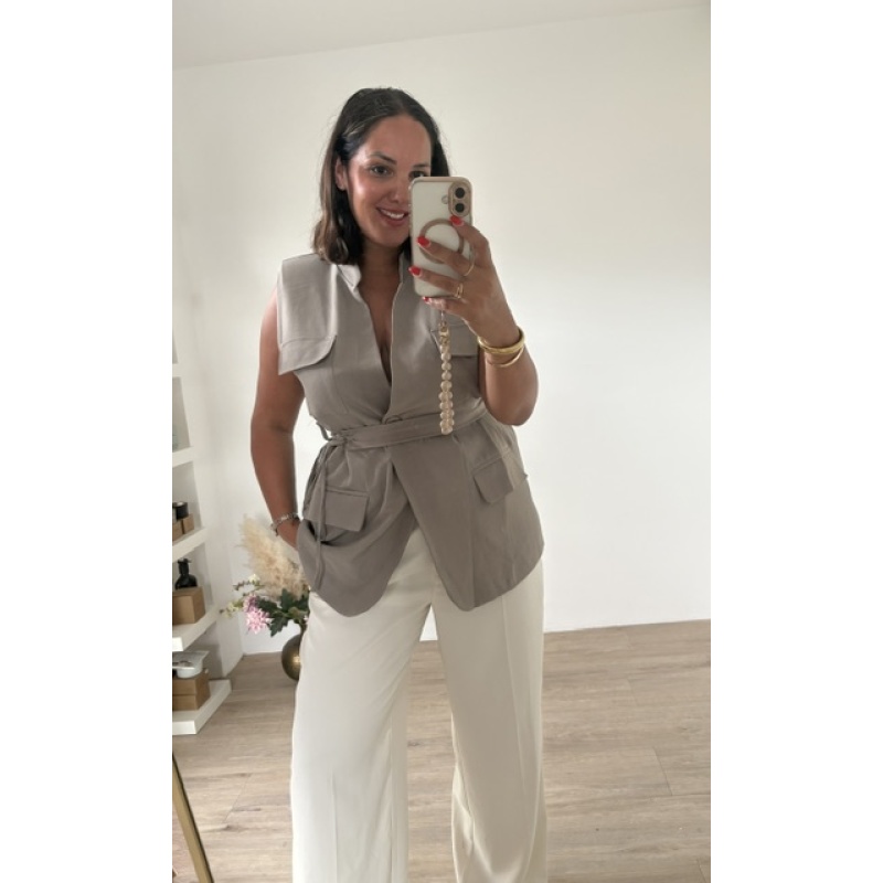 Blazer beige met tailleband