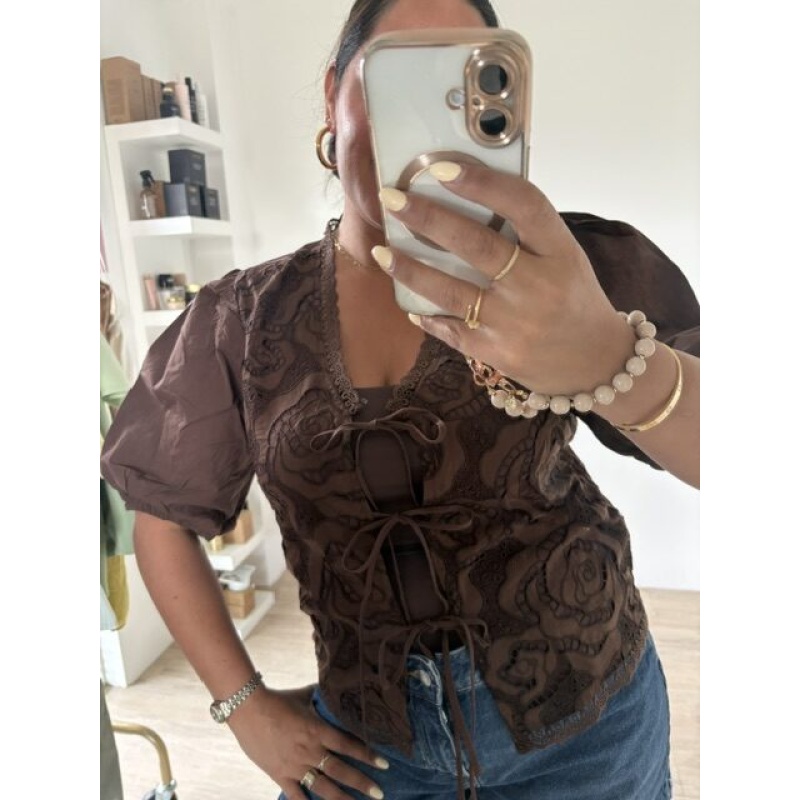 Top Blouse donkerbruin